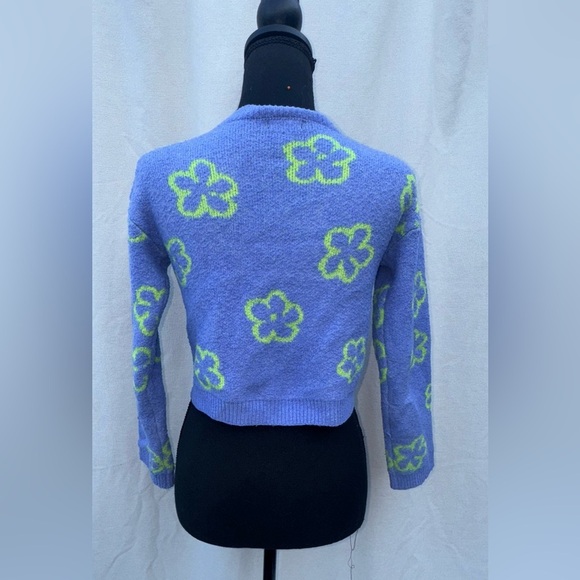 Art Class Long Sleeve Button Up Cardigan Sweater Purple Floral Girls Size Large - Picture 3 of 6